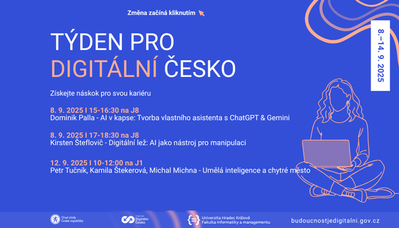 V rámci celorepublikové akce Týden pro Digitální Česko na FIM proběhnou dva workshopy a jedna přednáška